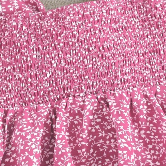 Pink Boho Womens Full-Printed Plant Pattern Tie Front Cami Top - Picture 4 of 5